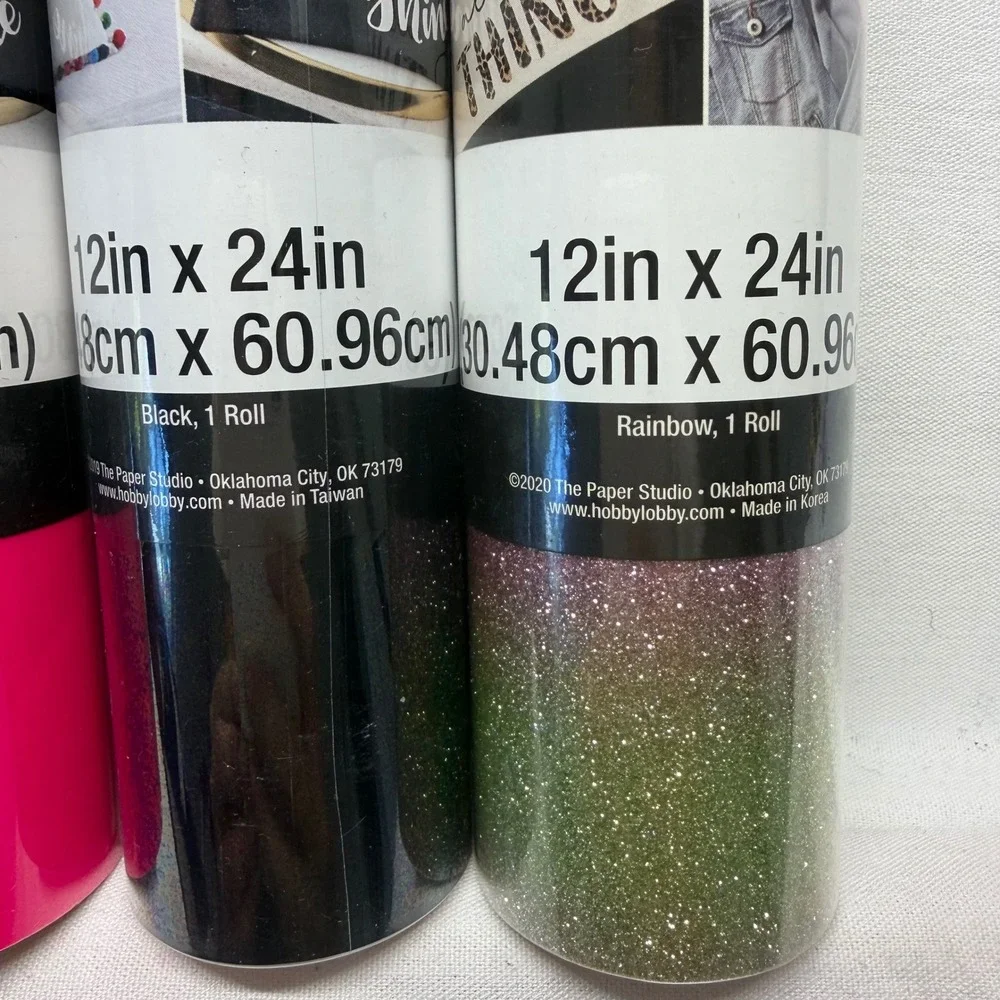 Lot of 4 The Paper Studio Iron-On Vinyl Glitter Neon Sampler HTV Craft Cricut